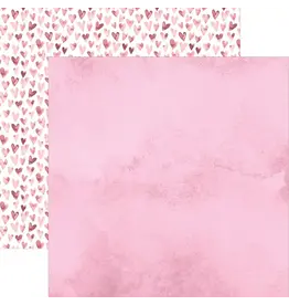 PAPER HOUSE PRODUCTIONS PAPER HOUSE PINK WATERCOLOR HEARTS 12X12 CARDSTOCK