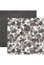 PAPER HOUSE PRODUCTIONS PAPER HOUSE BLACK WATERCOLOR POLKA DOTS 12X12 CARDSTOCK