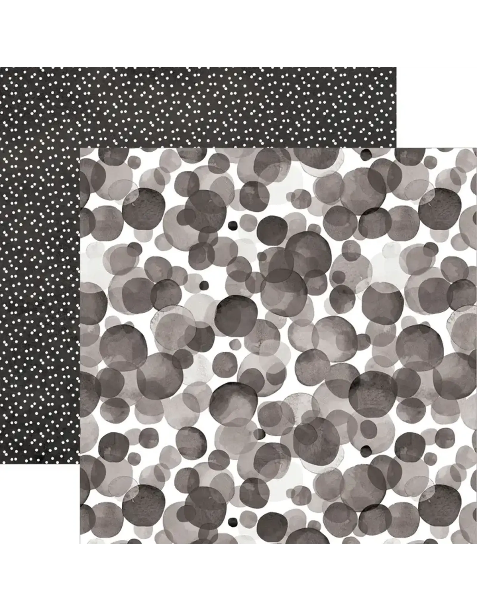 PAPER HOUSE PRODUCTIONS PAPER HOUSE BLACK WATERCOLOR POLKA DOTS 12X12 CARDSTOCK