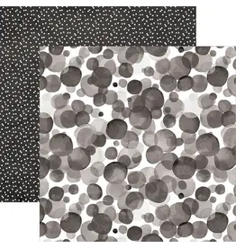 PAPER HOUSE PRODUCTIONS PAPER HOUSE BLACK WATERCOLOR POLKA DOTS 12X12 CARDSTOCK