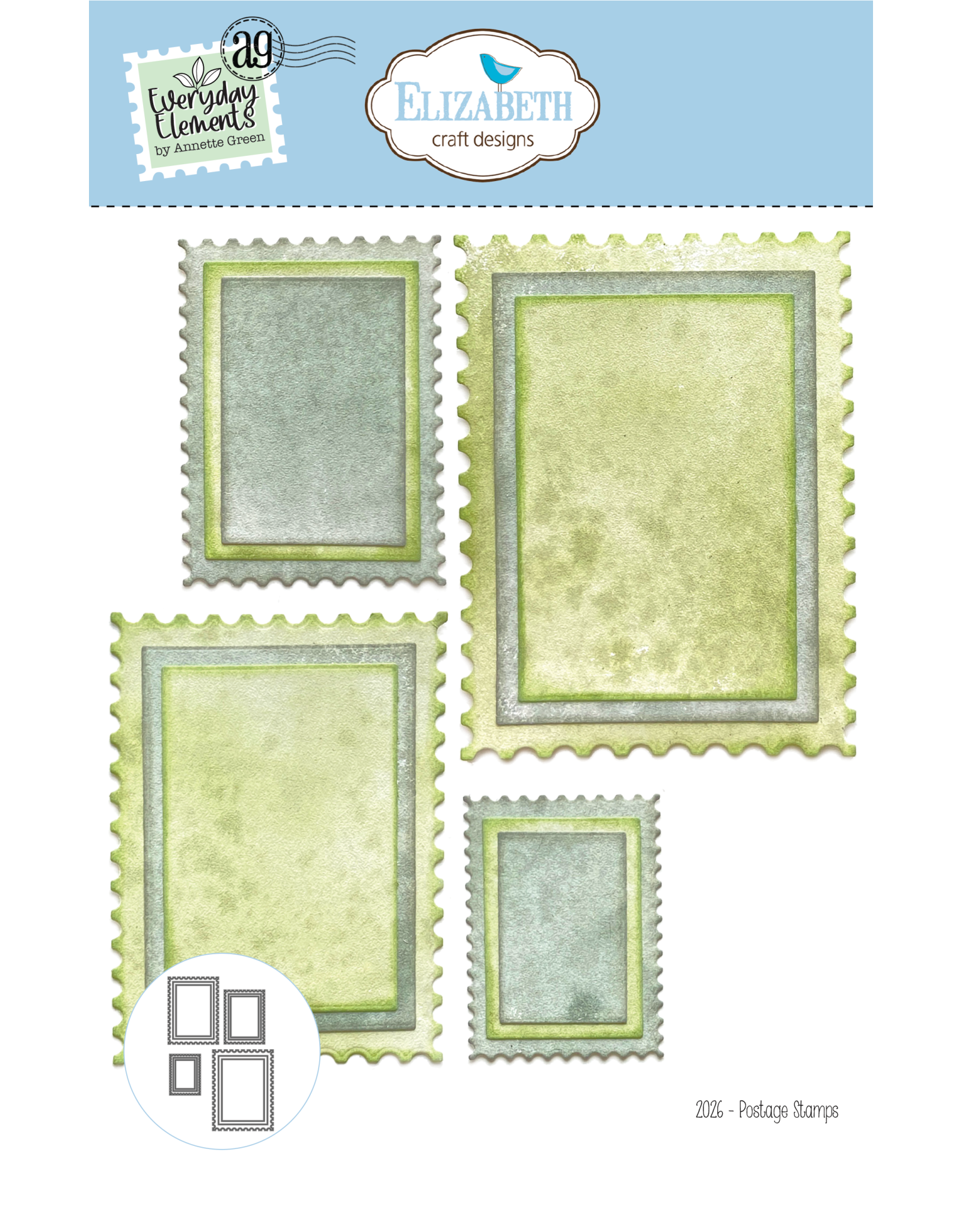ELIZABETH CRAFT DESIGNS ELIZABETH CRAFT DESIGNS EVERYDAY ELEMENTS BY ANNETTE GREEN POSTAGE STAMPS DIE SET