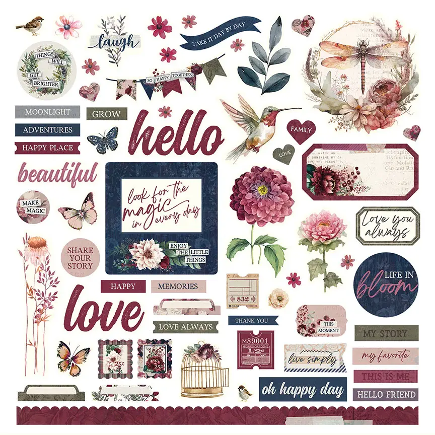 PHOTOPLAY PAPER PHOTOPLAY MIDNIGHT GARDEN ELEMENT STICKER SHEET