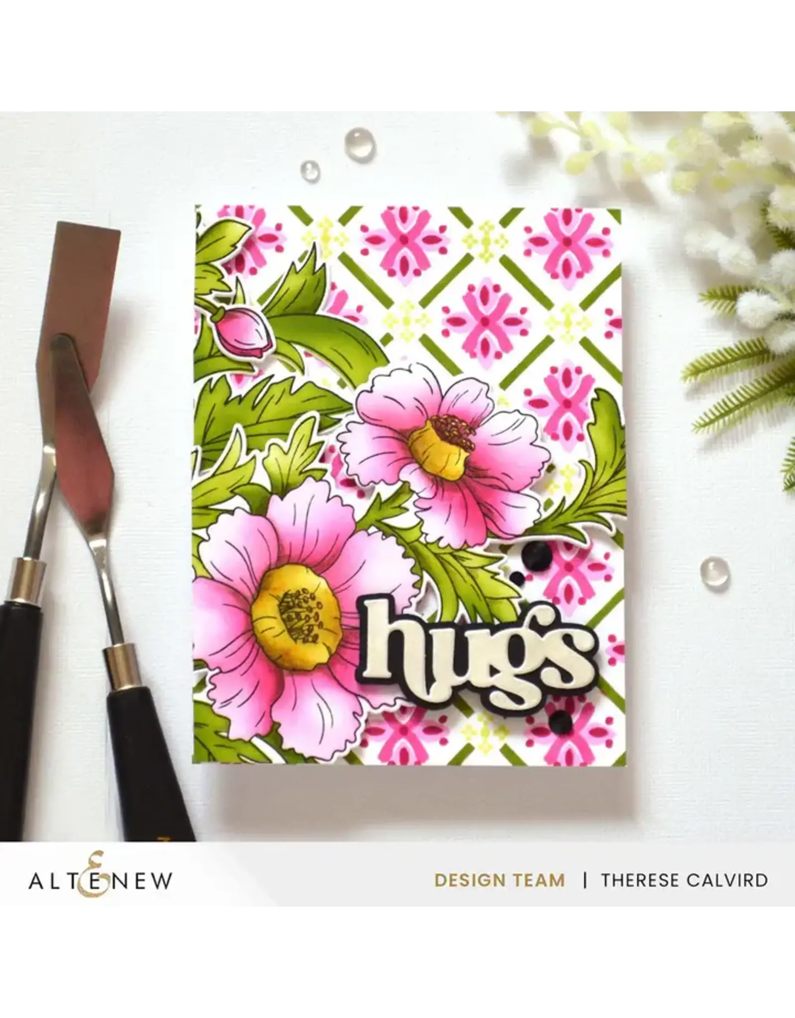 ALTENEW ALTENEW CRAFT YOUR LIFE PROJECT KIT: GARDEN WHISPERS CLEAR STAMP, STENCIL SET, 3D EMBOSSING FOLDER AND DIE SET BUNDLE