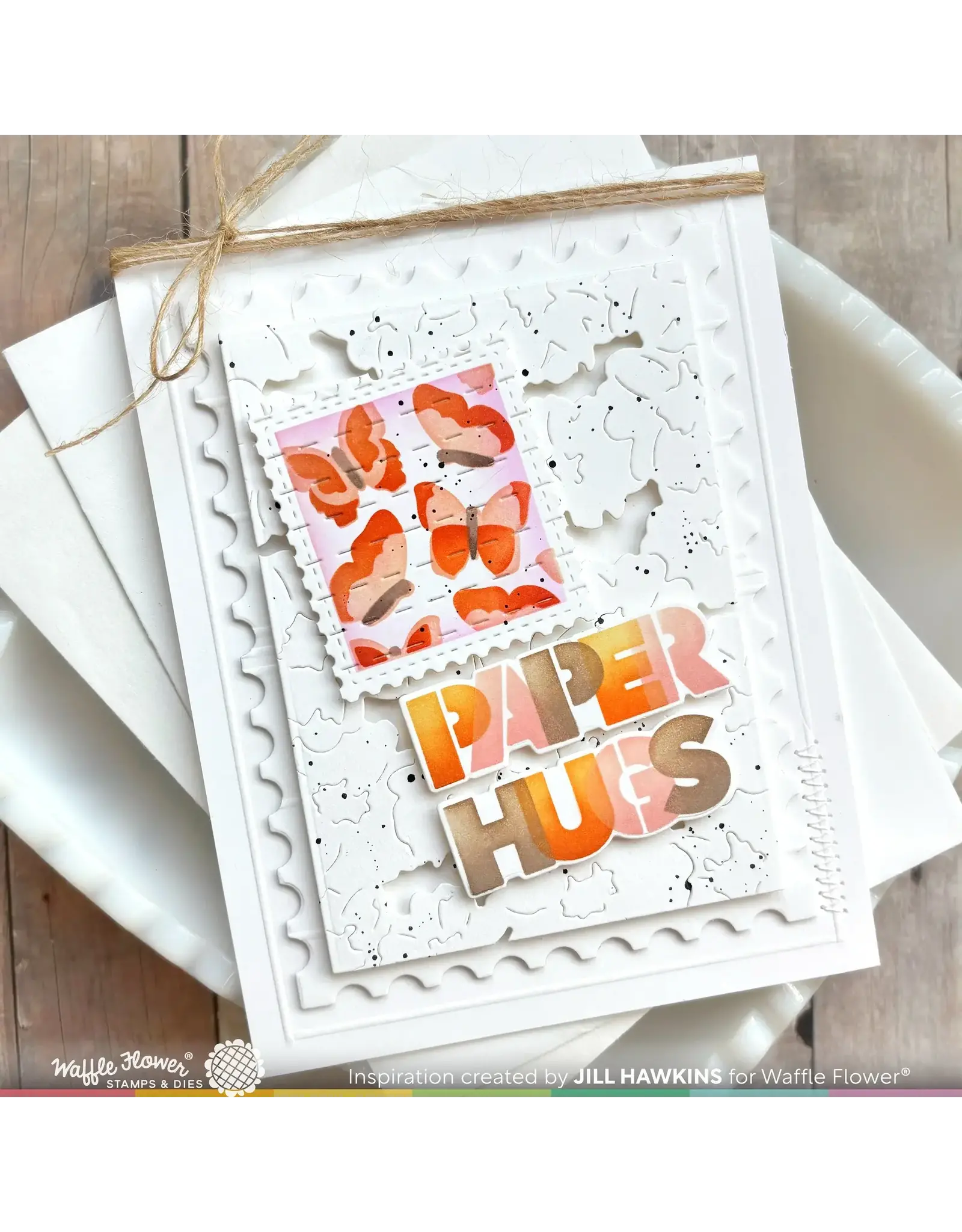 WAFFLE FLOWER WAFFLE FLOWER POSTAGE COLLAGE BUTTERFLY STENCIL SET