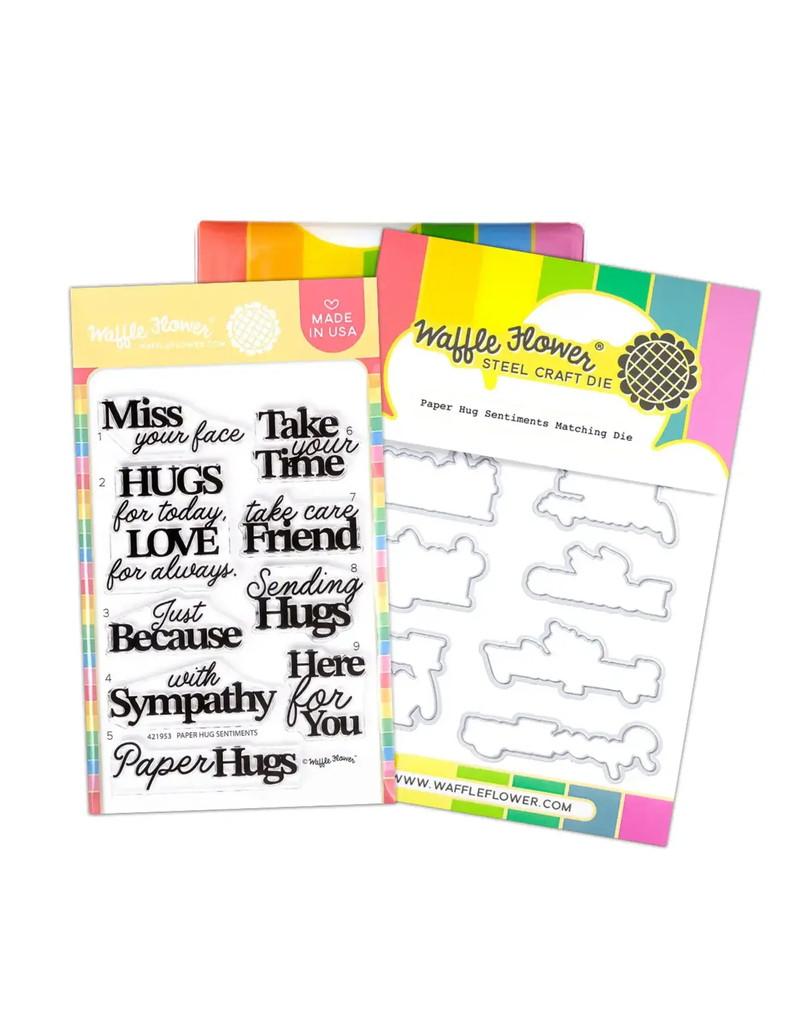 WAFFLE FLOWER WAFFLE FLOWER PAPER HUG SENTIMENTS CLEAR STAMP SET AND DIE COMBO