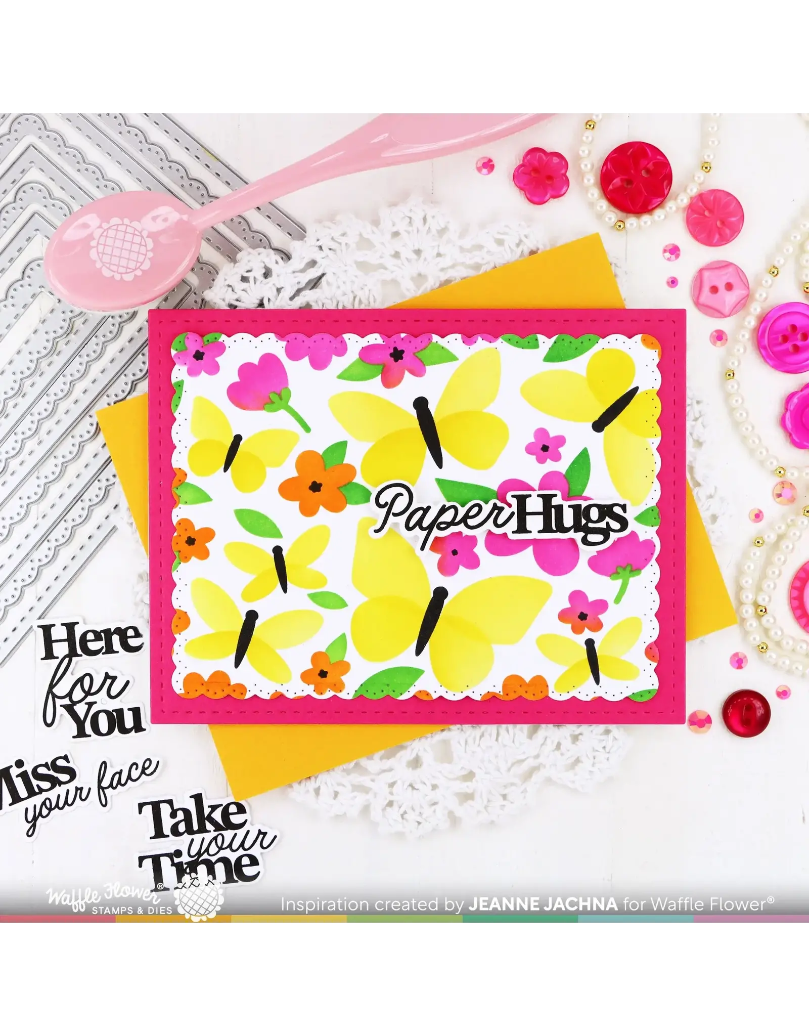 WAFFLE FLOWER WAFFLE FLOWER PAPER HUG SENTIMENTS CLEAR STAMP SET AND DIE COMBO