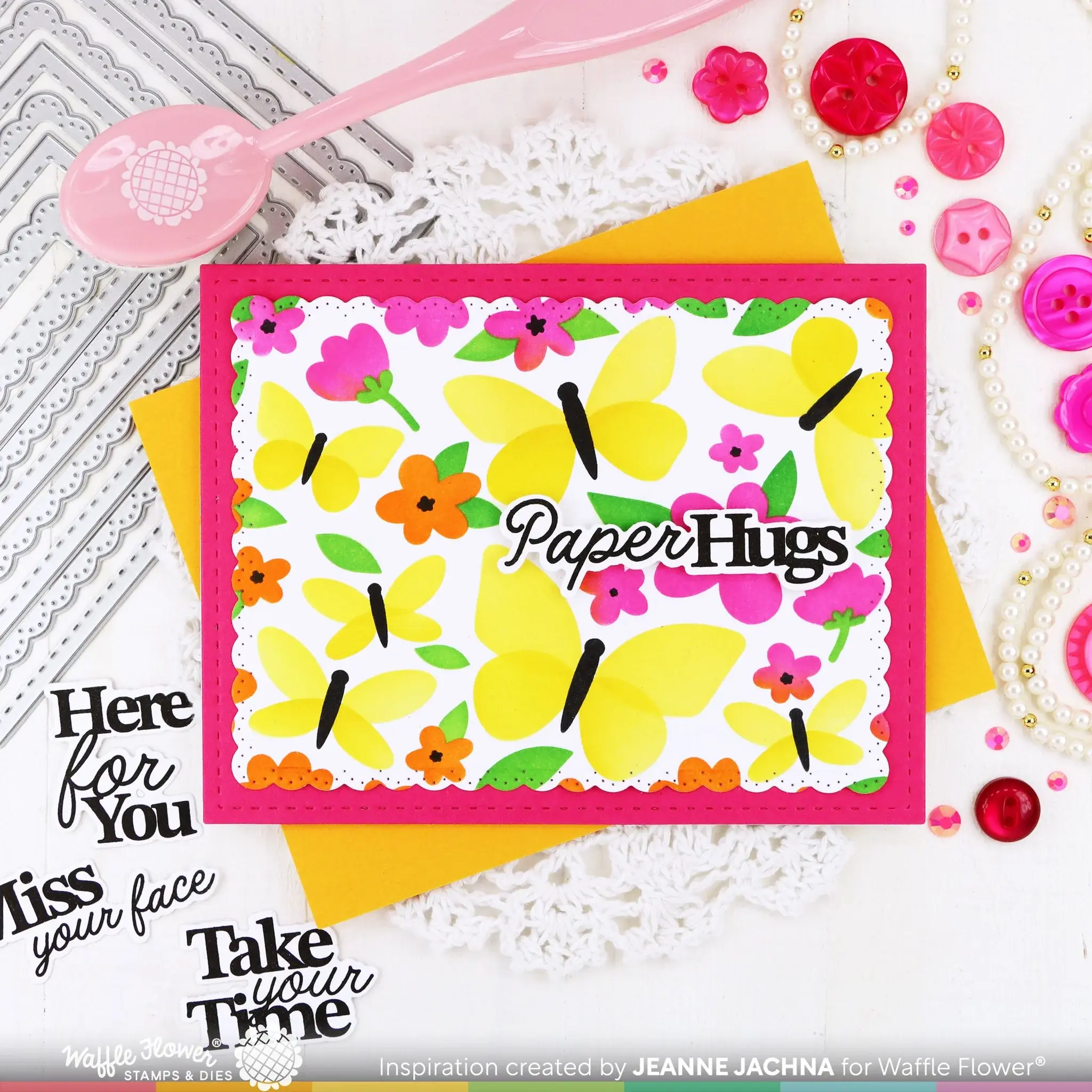 WAFFLE FLOWER WAFFLE FLOWER PAPER HUG SENTIMENTS CLEAR STAMP SET AND DIE COMBO