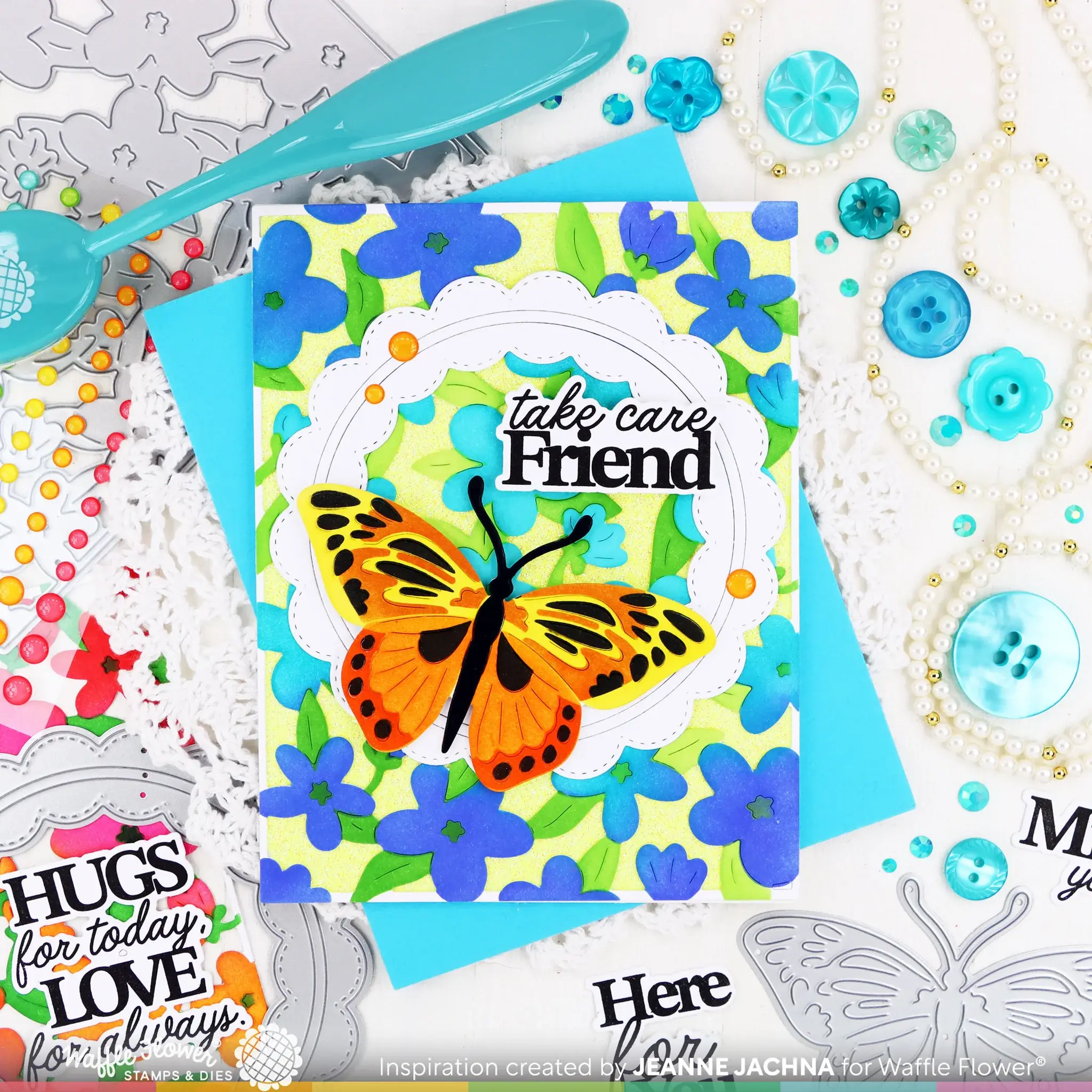 WAFFLE FLOWER WAFFLE FLOWER PAPER HUG SENTIMENTS CLEAR STAMP SET AND DIE COMBO
