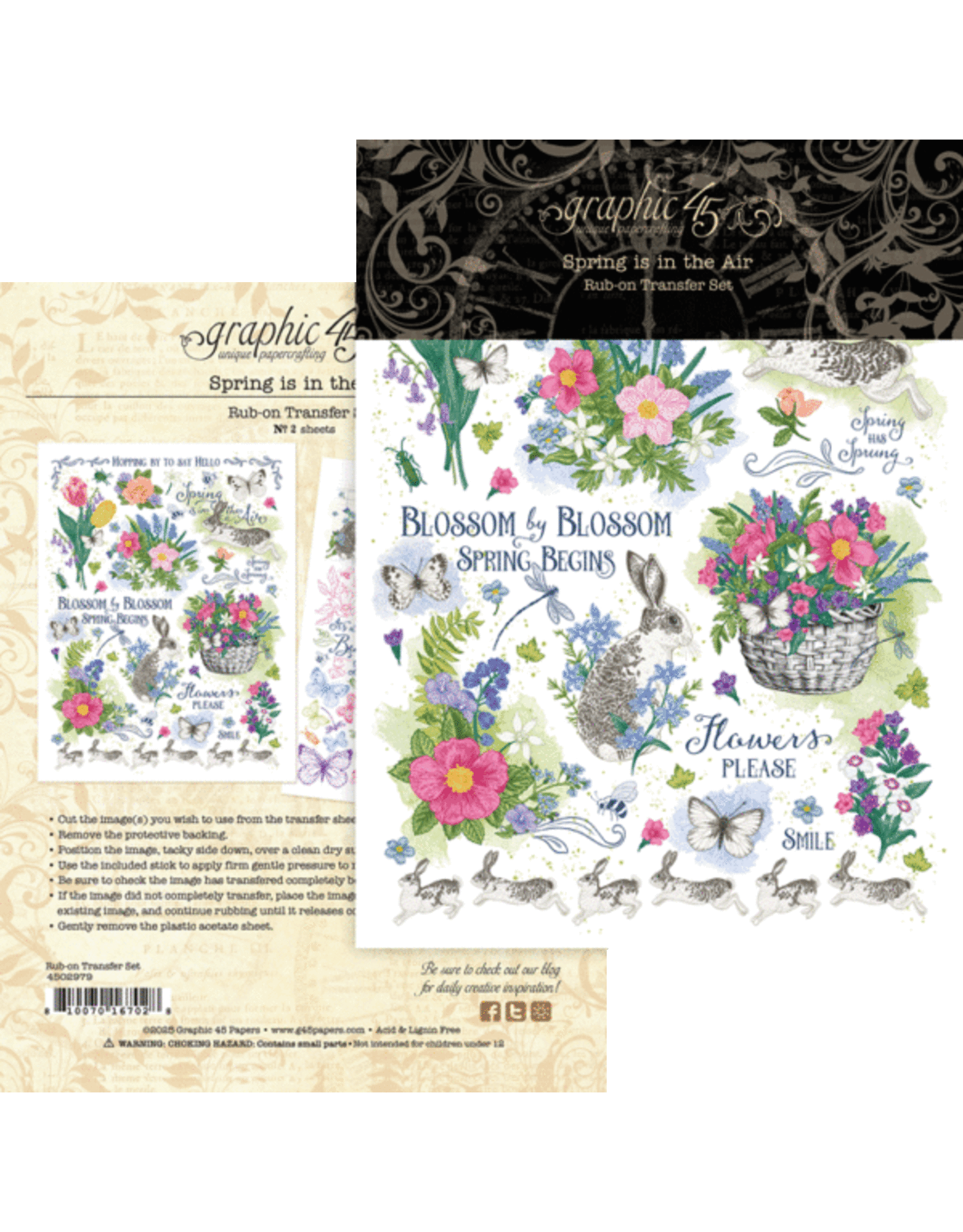 GRAPHIC 45 GRAPHIC 45 SPRING IS IN THE AIR RUB-ON TRANSFER SET