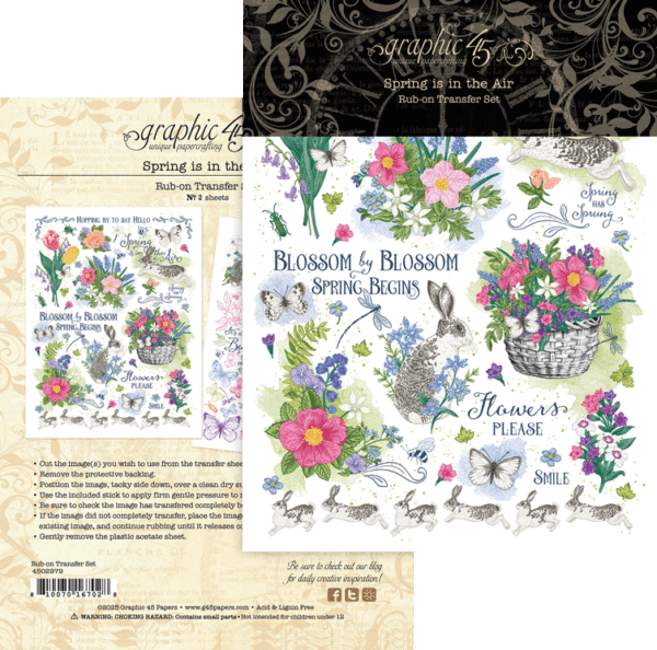 GRAPHIC 45 GRAPHIC 45 SPRING IS IN THE AIR RUB-ON TRANSFER SET
