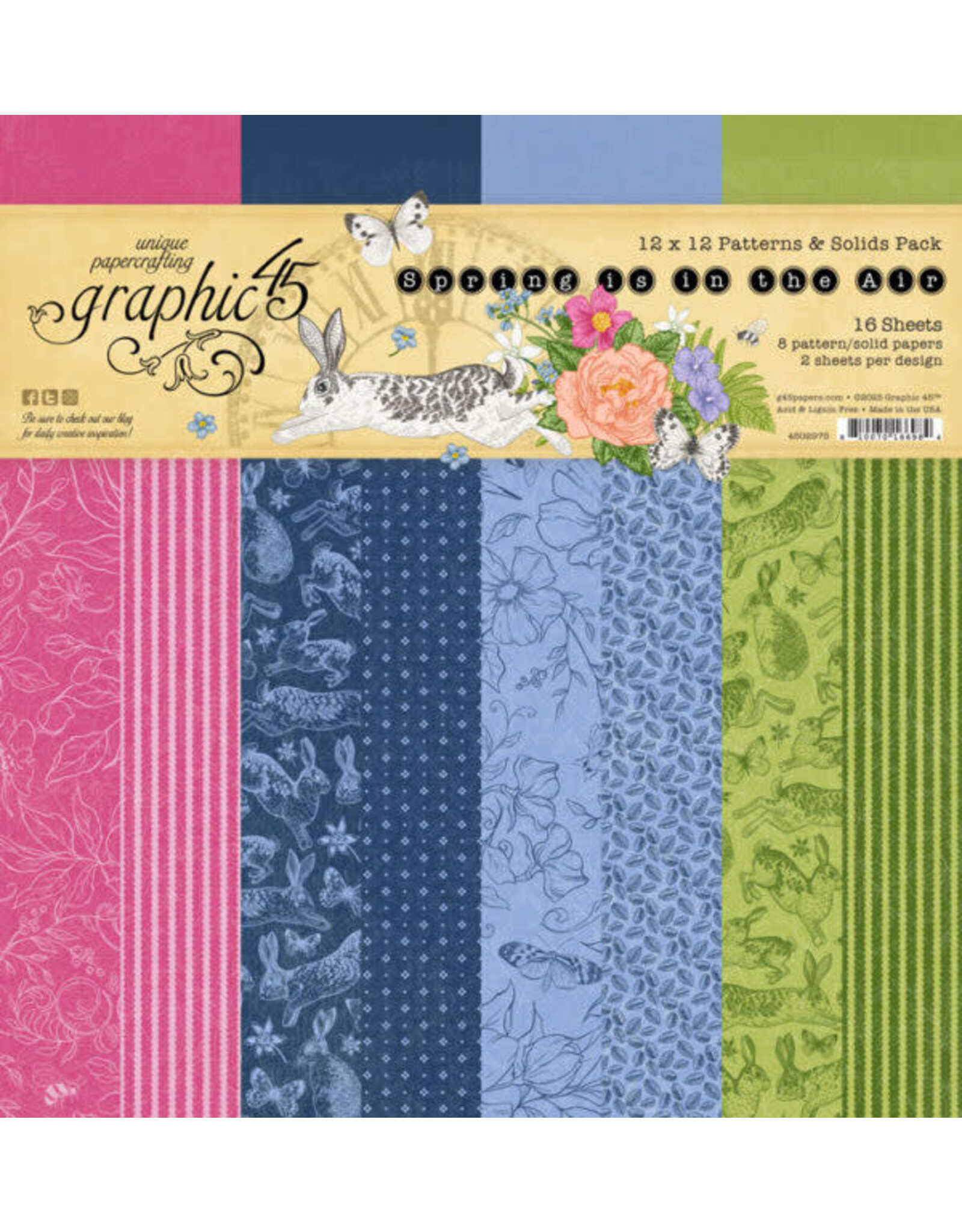 GRAPHIC 45 GRAPHIC 45 SPRING IS IN THE AIR PATTERNS & SOLIDS 12x12 COLLECTION PACK
