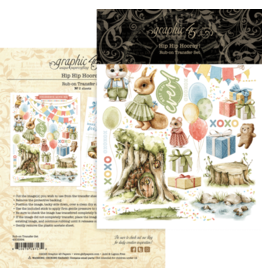 GRAPHIC 45 GRAPHIC 45 HIP HIP HOORAY RUB-ON TRANSFER SET
