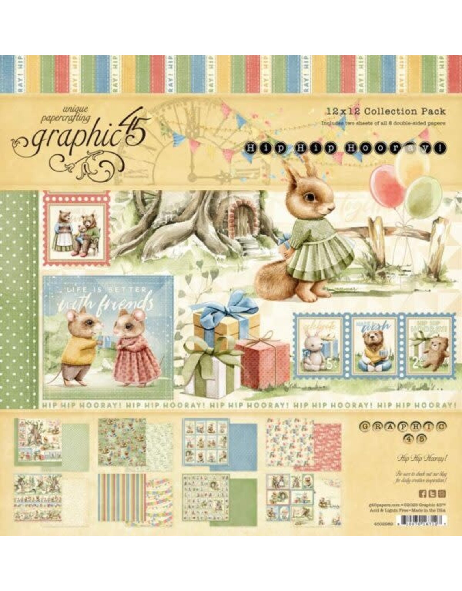 GRAPHIC 45 GRAPHIC 45 HIP HIP HOORAY 12x12 COLLECTION PACK