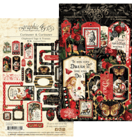 GRAPHIC 45 GRAPHIC 45 CURIOUSER & CURIOUSER CHIPBOARD TAGS & FRAMES 30/PK