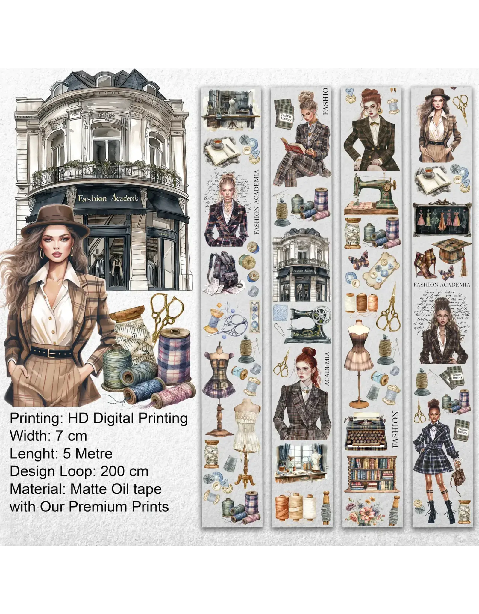 ONWIZE ONWIZE SCRAPBOOK FASHION ACADEMIA MATTE OIL TAPE
