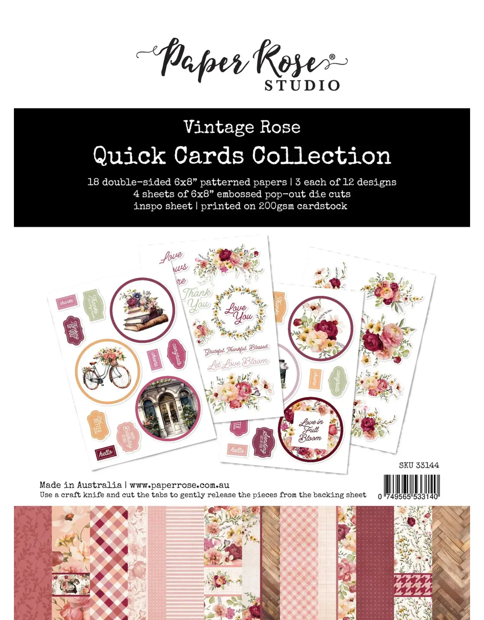 PAPER ROSE PAPER ROSE VINTAGE ROSE QUICK CARDS KIT