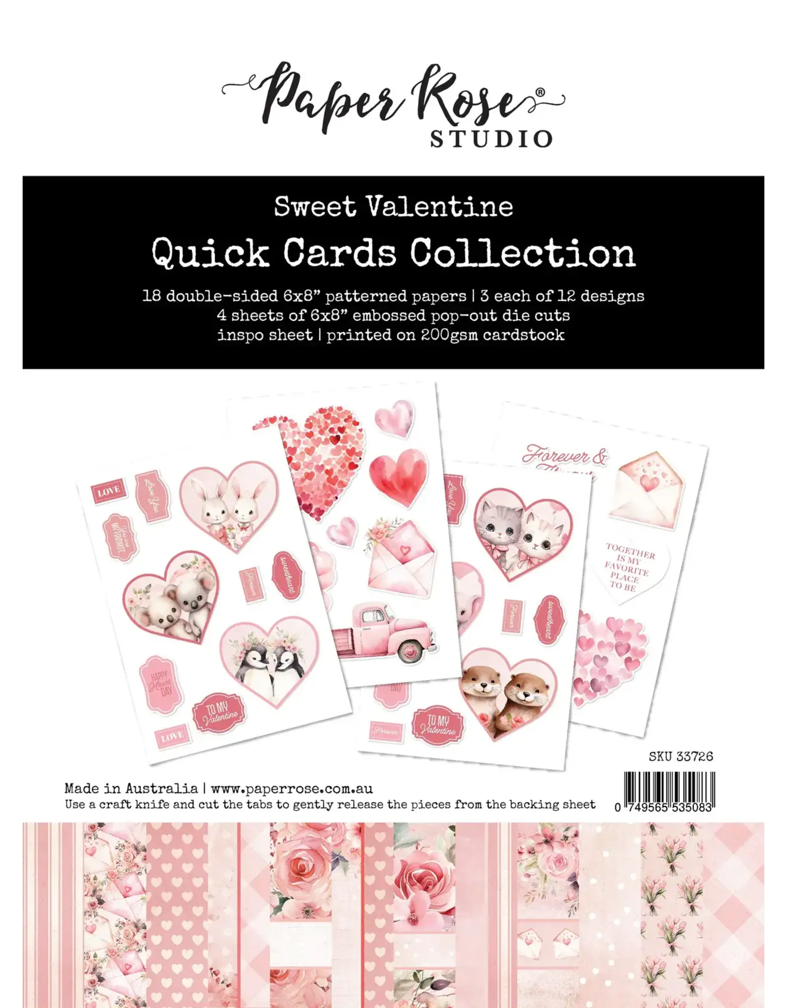 PAPER ROSE PAPER ROSE SWEET VALENTINE QUICK CARDS KIT