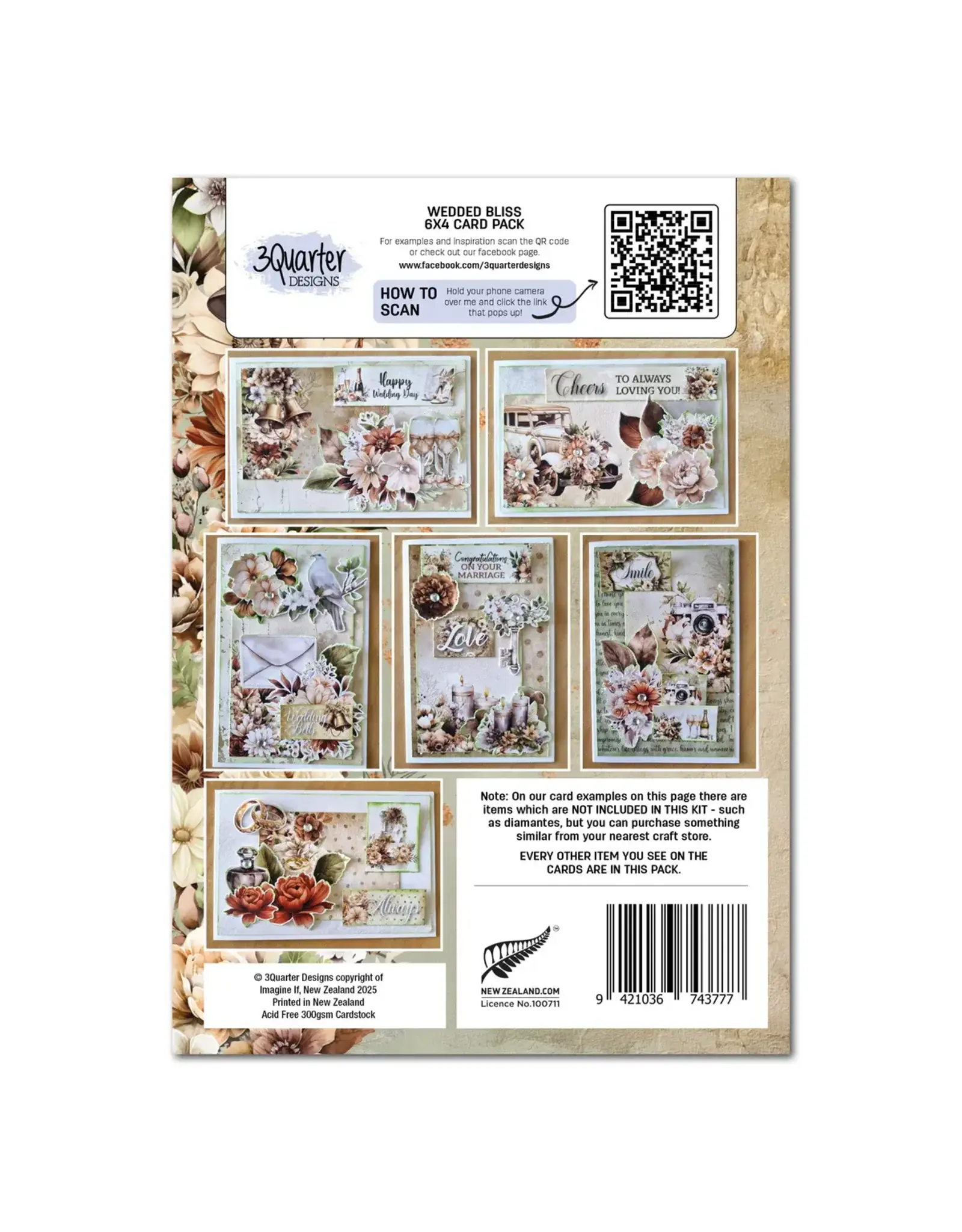 3QUARTER DESIGNS 3QUARTER DESIGNS WEDDED BLISS 6x4 CARD PACK