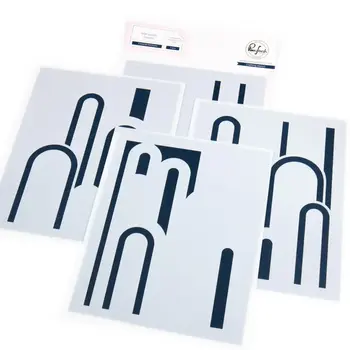 PINKFRESH PINKFRESH STUDIO ELEVATED RAINBOWS STENCIL SET 4/PK