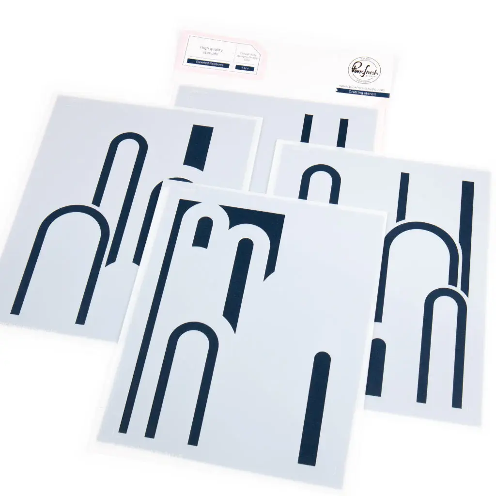 PINKFRESH PINKFRESH STUDIO ELEVATED RAINBOWS STENCIL SET 4/PK