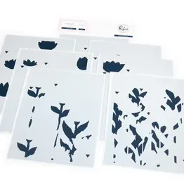 PINKFRESH PINKFRESH STUDIO FLORAL FIELD STENCIL SET 7/PK