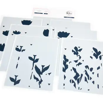 PINKFRESH PINKFRESH STUDIO FLORAL FIELD STENCIL SET 7/PK