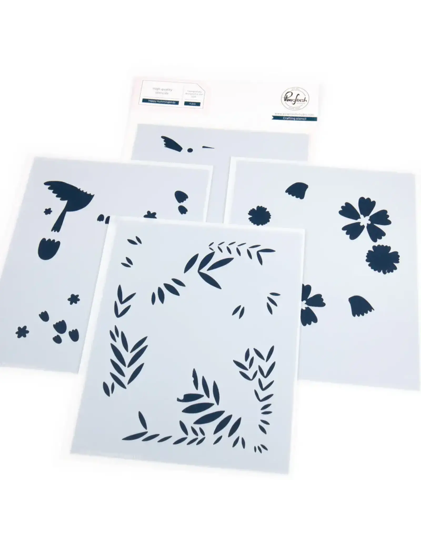 PINKFRESH PINKFRESH STUDIO HAPPY HUMMINGBIRDS STENCIL SET 4/PK