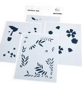 PINKFRESH PINKFRESH STUDIO HAPPY HUMMINGBIRDS STENCIL SET 4/PK