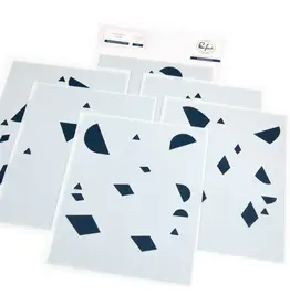 PINKFRESH PINKFRESH STUDIO RADIATING HEARTS & STARS STENCIL SET 6/PK