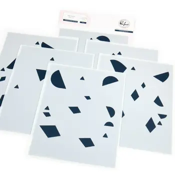 PINKFRESH PINKFRESH STUDIO RADIATING HEARTS & STARS STENCIL SET 6/PK