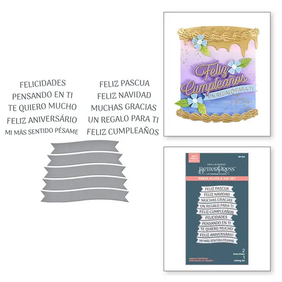 SPELLBINDERS SPELLBINDERS BETTERPRESS INTERNATIONAL SENTIMENTS COLLECTION SPANISH SENTIMENTS PRESS PLATES & DIE SET