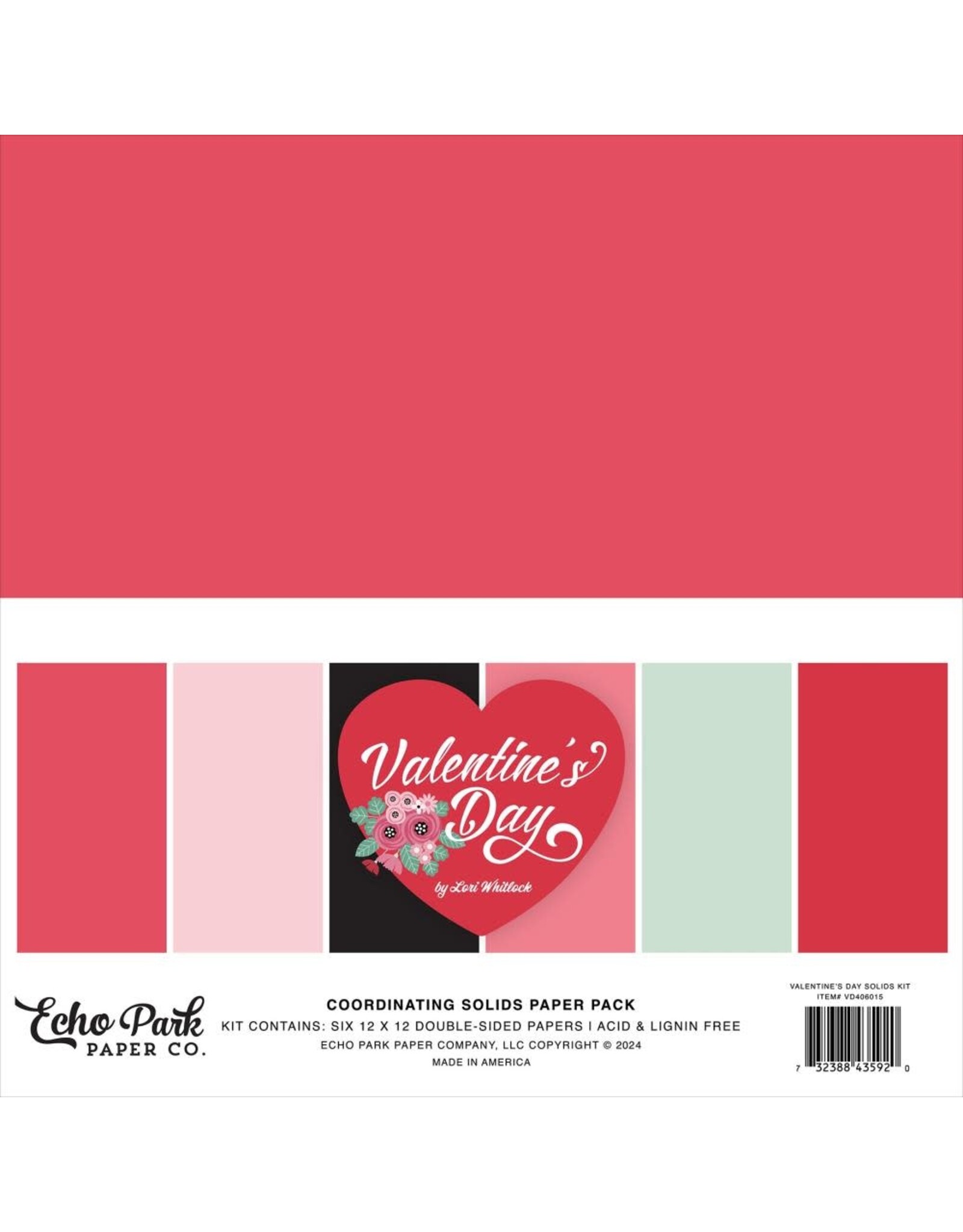 ECHO PARK PAPER ECHO PARK VALENTINE'S DAY 12x12 SOLIDS PAPER PACK