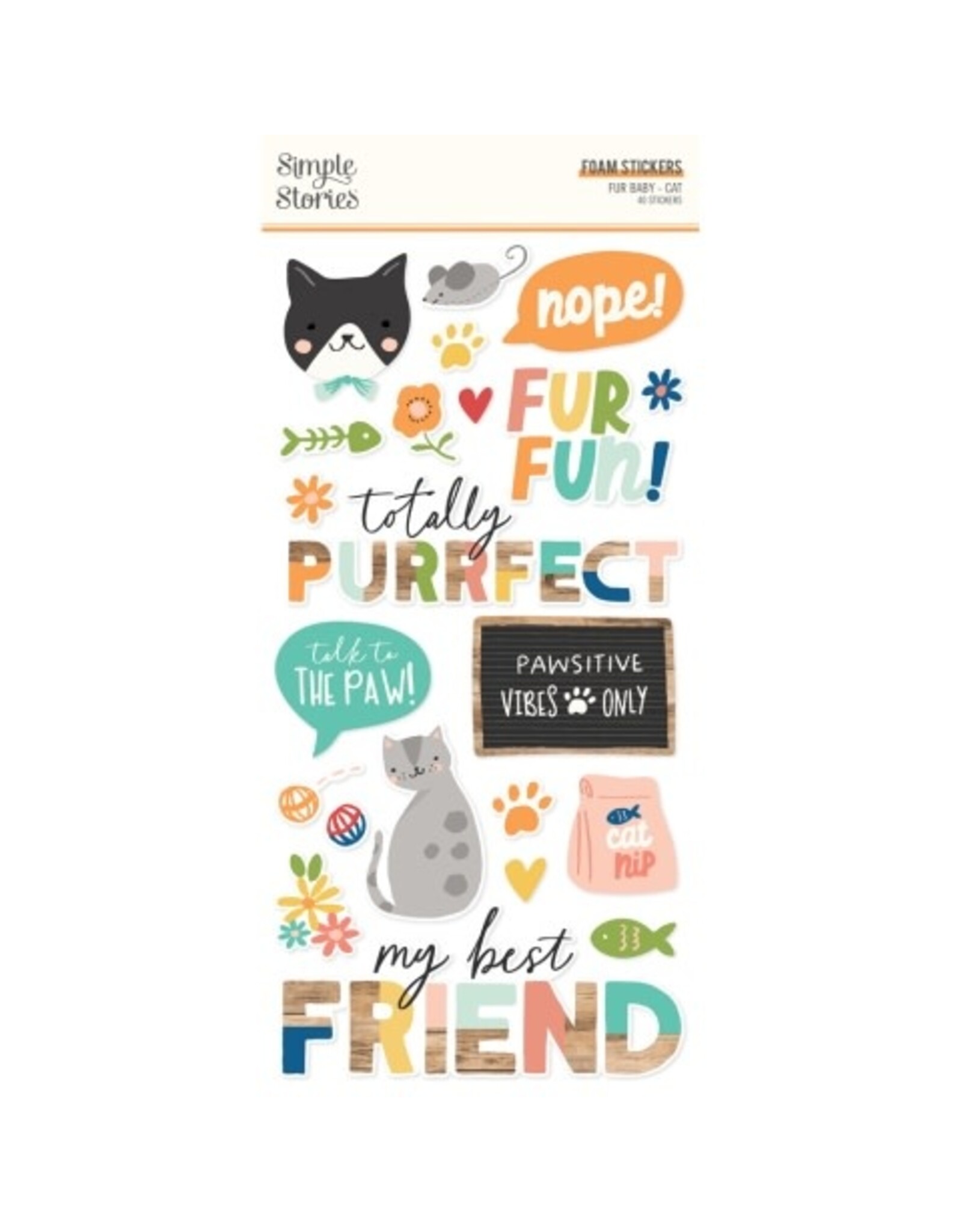 SIMPLE STORIES SIMPLE STORIES FUR BABY CAT FOAM STICKERS 40/PK