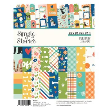 SIMPLE STORIES SIMPLE STORIES FUR BABY DOG/CAT 6x8 PAPER PAD 24 SHEETS