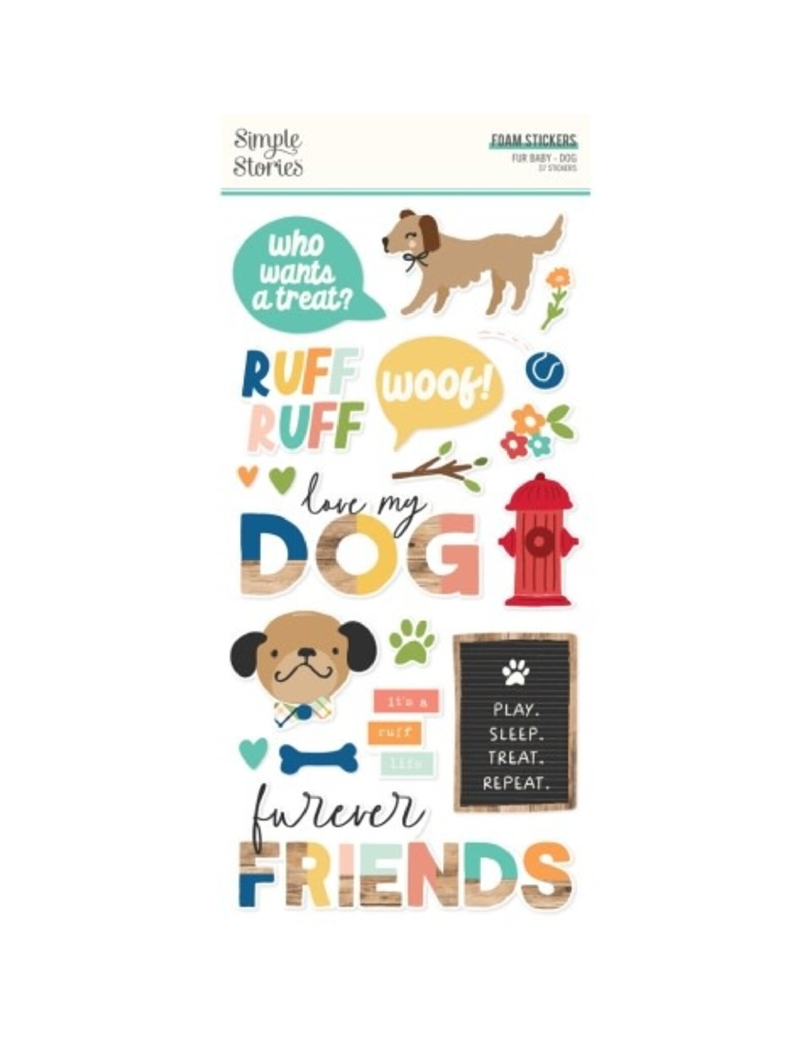 SIMPLE STORIES SIMPLE STORIES FUR BABY DOG FOAM STICKERS 37/PK