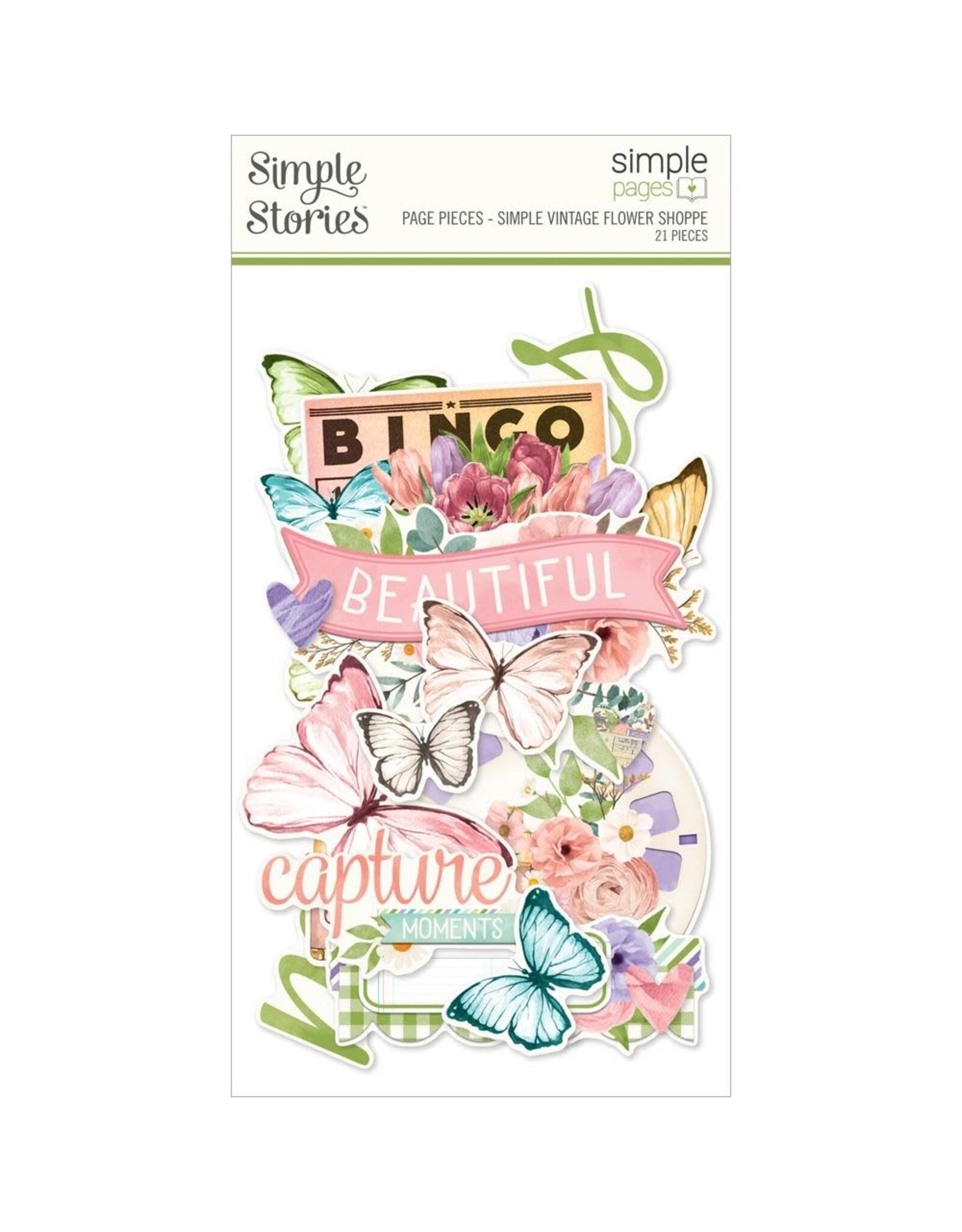 SIMPLE STORIES SIMPLE STORIES SIMPLE VINTAGE FLOWER SHOPPE SIMPLE PAGES PAGE PIECES 21/PK