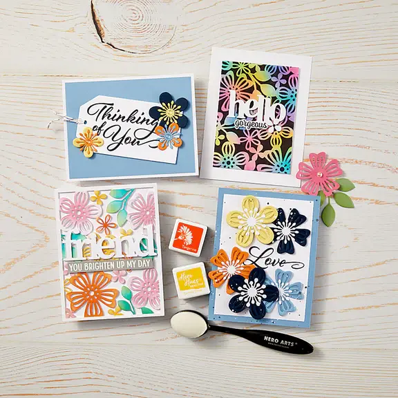 HERO ARTS HERO ARTS FRIENDSHIP BLOOMS COLLECTION SPRING FLORAL STENCIL