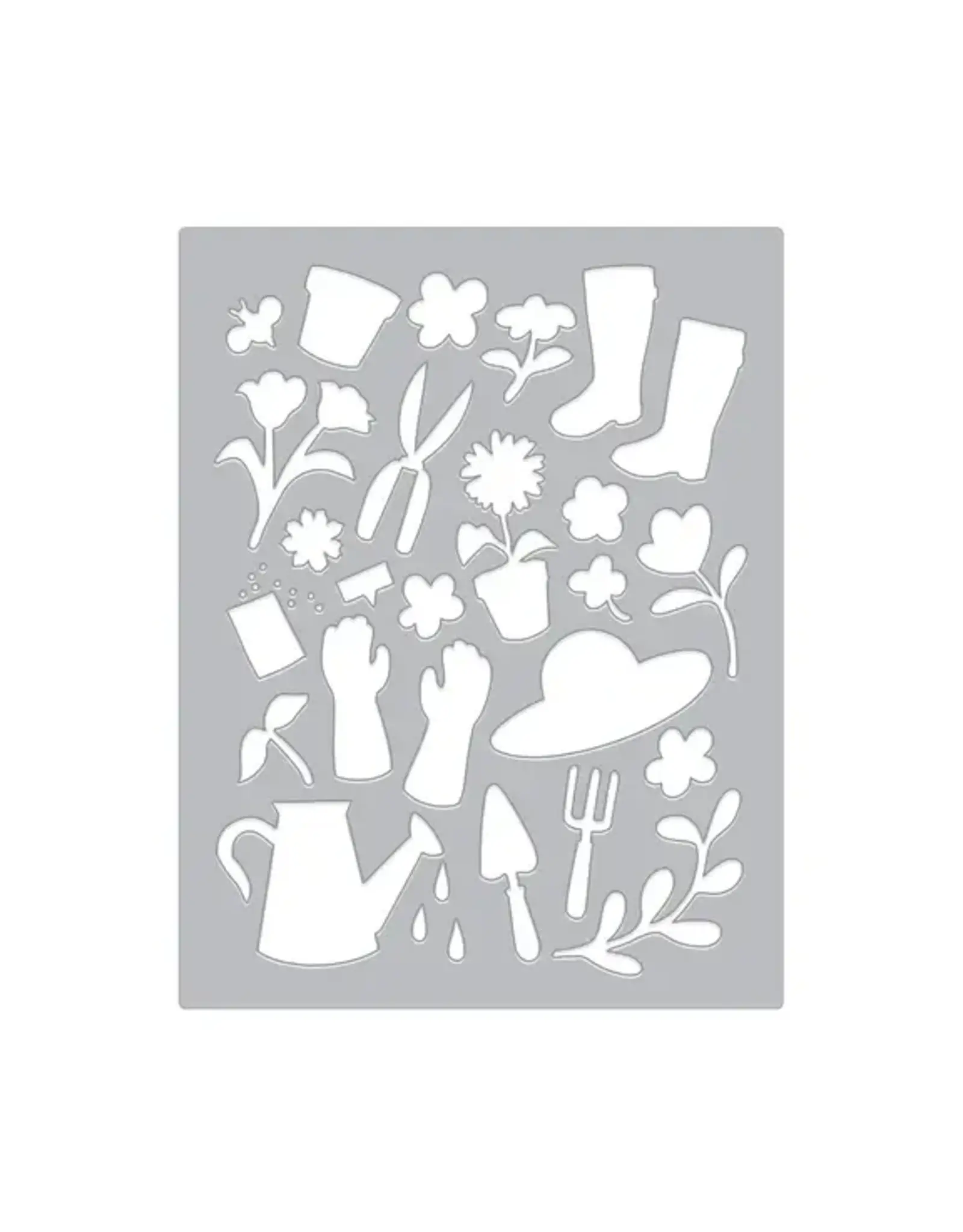 HERO ARTS HERO ARTS IN THE GARDEN COLLECTION GARDENING TOOLS & FLOWERS COVER PLATE DIE