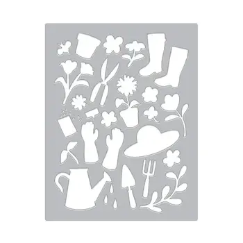 HERO ARTS HERO ARTS IN THE GARDEN COLLECTION GARDENING TOOLS & FLOWERS COVER PLATE DIE