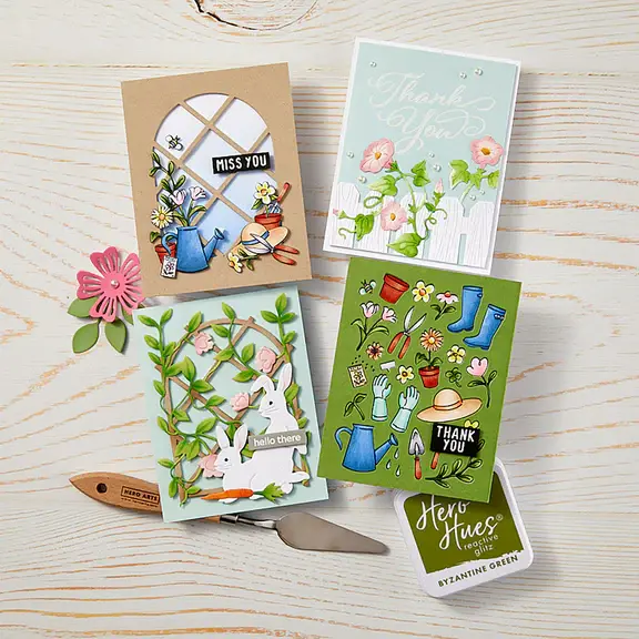 HERO ARTS HERO ARTS IN THE GARDEN COLLECTION GARDENING TOOLS & FLOWERS COVER PLATE DIE