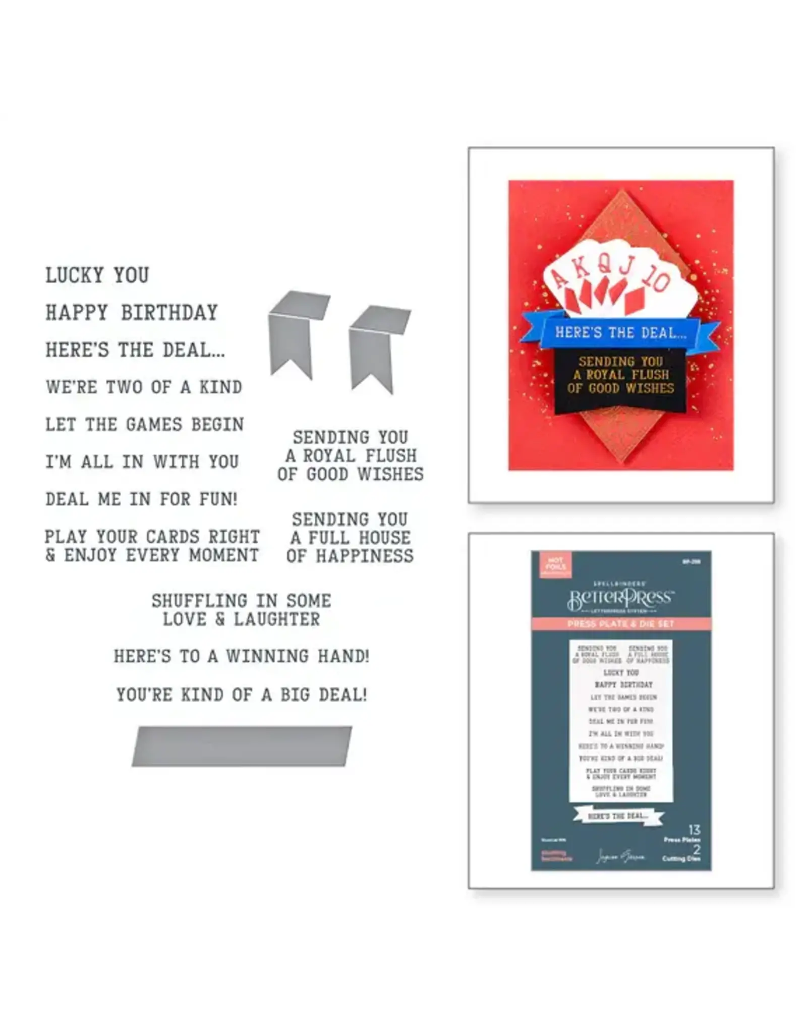 SPELLBINDERS SPELLBINDERS BETTERPRESS JAYCEE GASPAR JACK OF ALL TRADES COLLECTION SHUFFLING SENTIMENTS PRESS PLATES & DIE SET