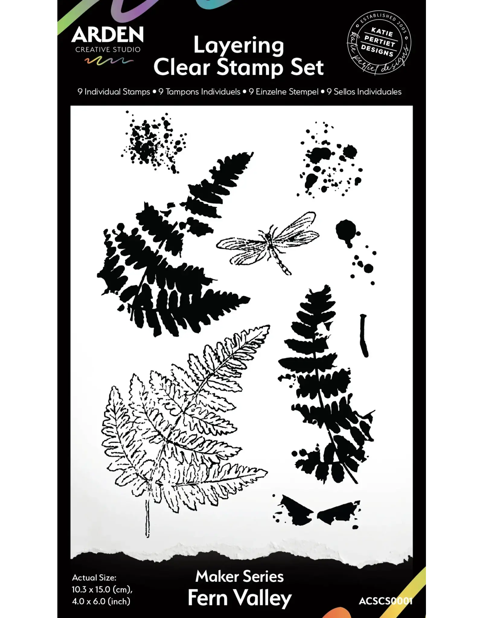ARDEN CREATIVE STUDIO ARDEN CREATIVE STUDIO MAKER SERIES FERN VALLEY 4x6 LAYERING CLEAR STAMP SET