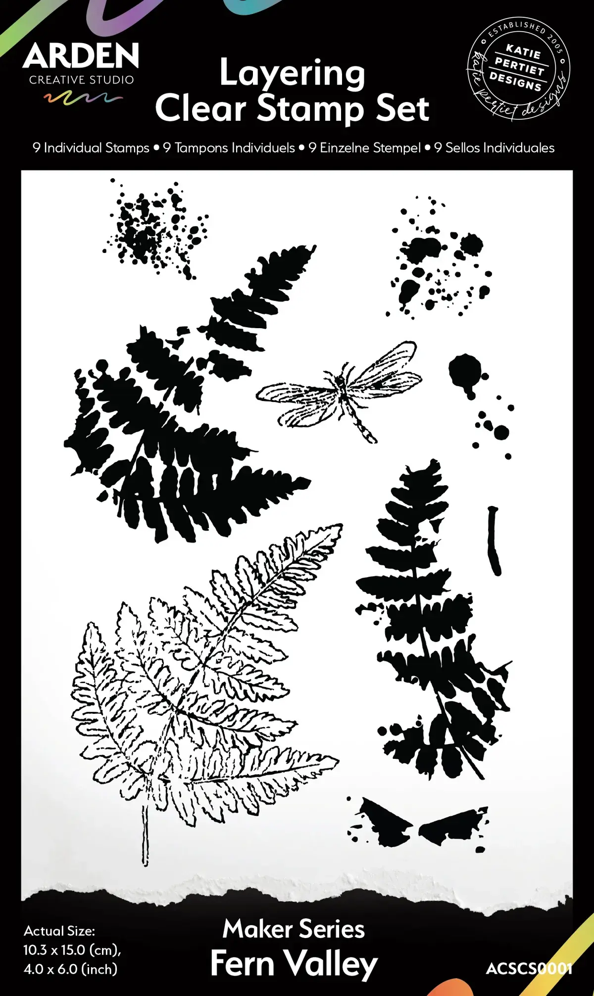 ARDEN CREATIVE STUDIO ARDEN CREATIVE STUDIO MAKER SERIES FERN VALLEY 4x6 LAYERING CLEAR STAMP SET