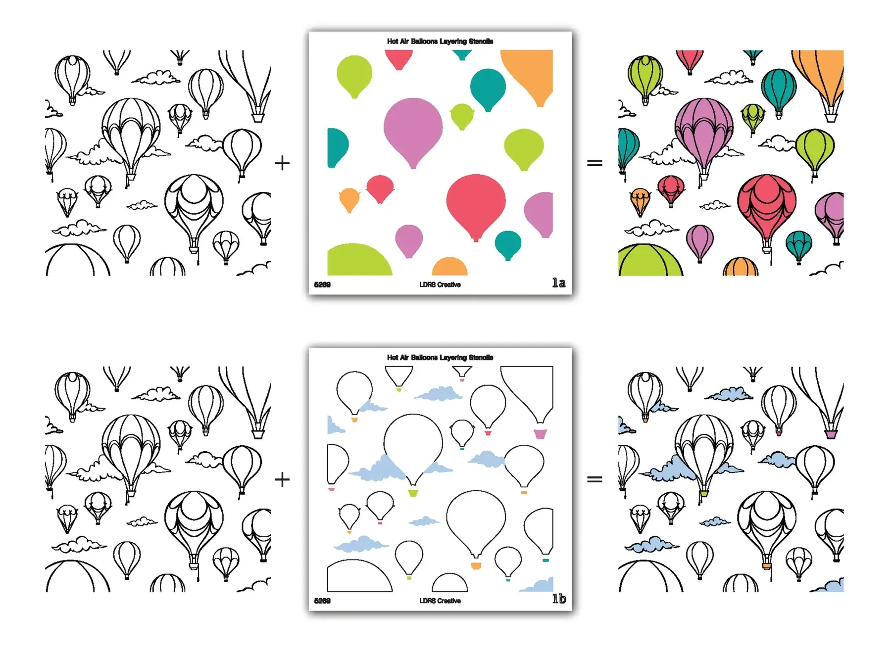 LDRS CREATIVE LDRS CREATIVE HOT AIR BALLOONS LAYERING STENCILS SET 2/PK