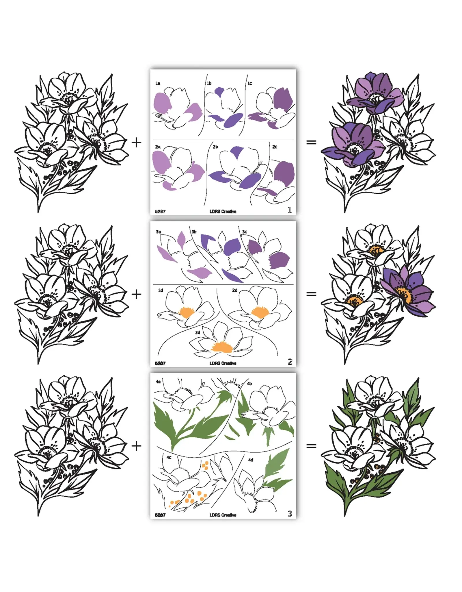 LDRS CREATIVE LDRS CREATIVE GRAND BOUQUET LAYERING STENCILS SET 3/PK