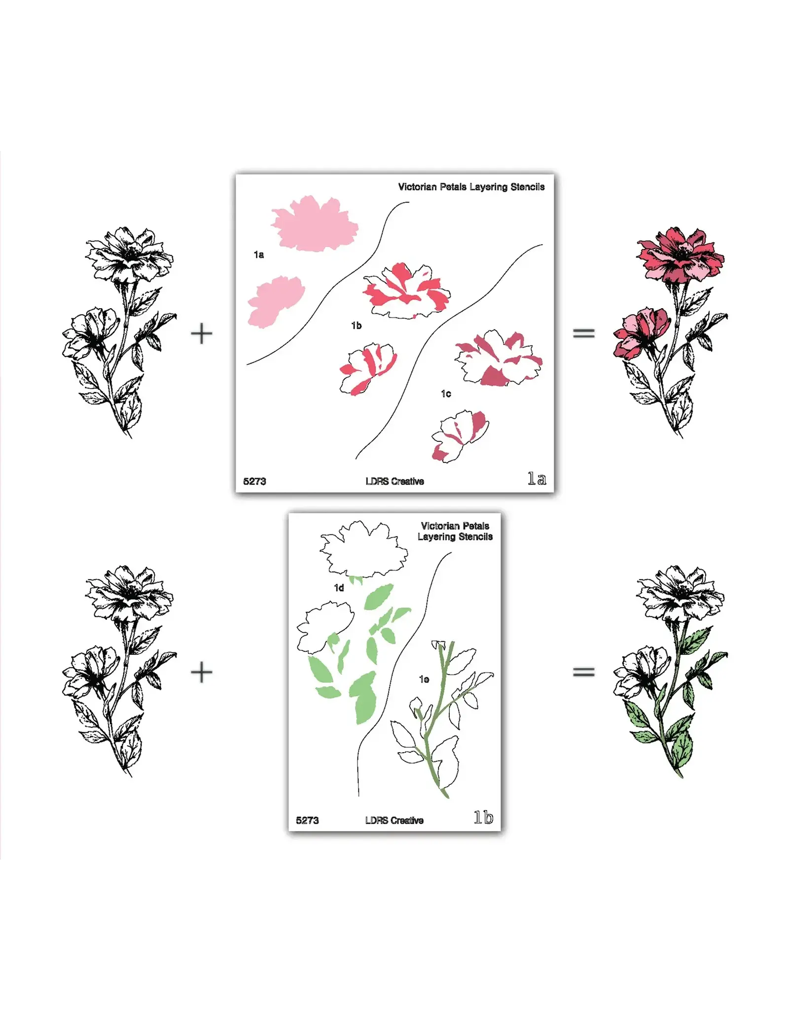 LDRS CREATIVE LDRS CREATIVE VICTORIAN PETALS LAYERING STENCILS SET 2/PK