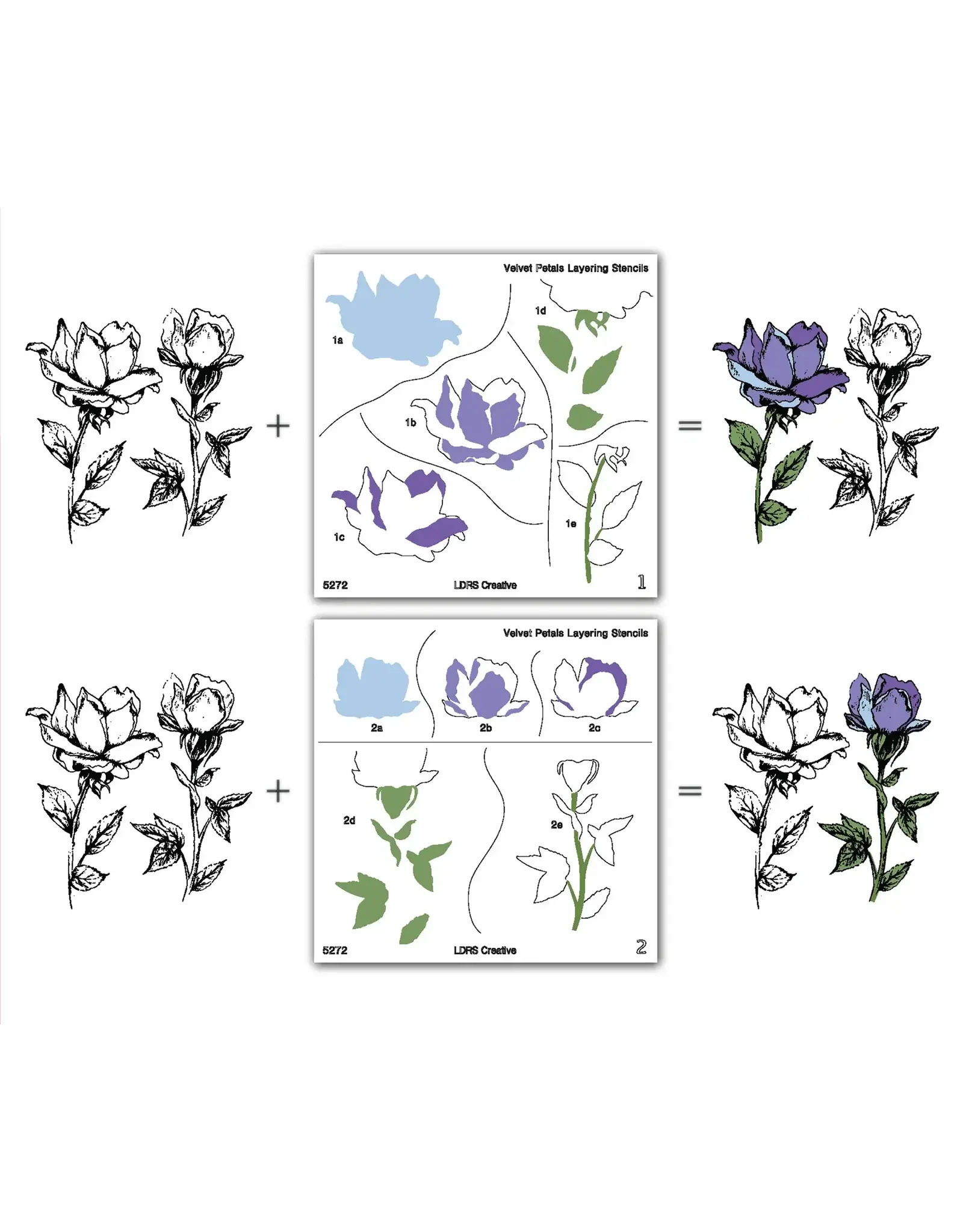 LDRS CREATIVE LDRS CREATIVE VELVET PETALS LAYERING STENCILS SET 2/PK