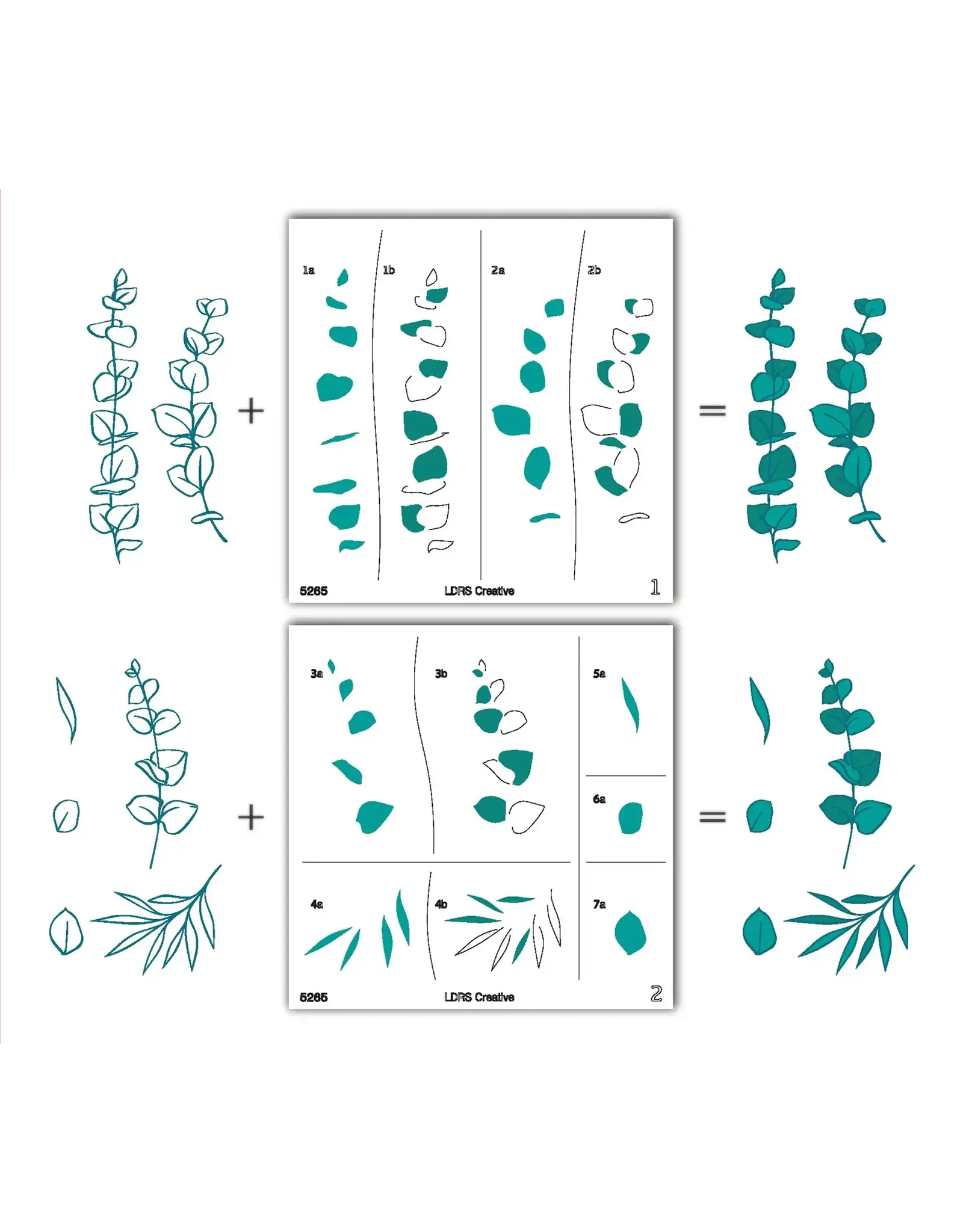 LDRS CREATIVE LDRS CREATIVE EUCALYPTUS LAYERING STENCILS SET 2/PK