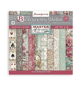 STAMPERIA STAMPERIA MASTER OF MAGIC MAXI BACKGROUNDS SELECTION 12X12 COLLECTION PACK 10 SHEETS