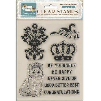 STAMPERIA STAMPERIA ALTEREGO CROWN AND CAT CLEAR STAMP SET